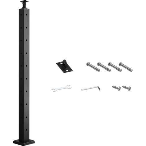 Mophorn Kabelgeländerpfosten, 914 x 50,8 x 50,8 mm, Treppengeländerpfosten mit vorgebohrten Löchern, Edelstahl SUS304, für Handläufe und Balustraden, Schwarz