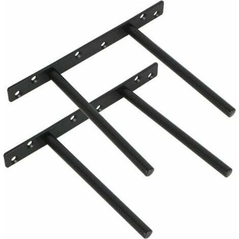 Lot de 2 supports invisibles pour étagère flottante – Acier inoxydable noir – Installation murale – Dimensions 200x150mm – 12 chevilles et vis incluses