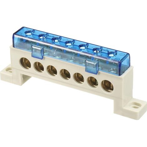 Barre De Terre À Bornes, 7 Positions Vis Barre Omnibus En Laiton, Bloc De Terre 9x14mm Pour Équipement Électrique, Boîte De Distribution, Bleu (1/5)