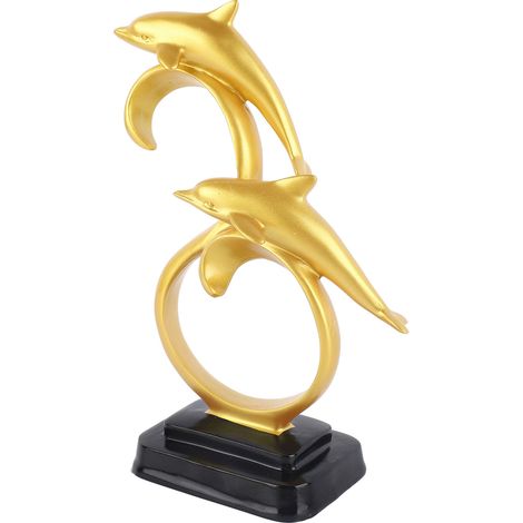 Figurine créative et luxueuse de vague et de dauphin pour meubles TV de salon, caves à vin, bureaux, décorations de showrooms, cadeaux de pendaison de crémaillère. (1/5)