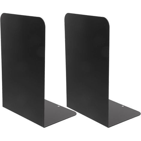 Paar robuste und dekorative Buchstützen aus Metall mit modernem Design und rutschfester Unterseite (schwarz) (1/4)