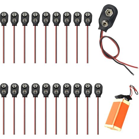 20 connettori per batteria da 9 V tipo I, connettori a clip per batteria con cavi da 150 mm, spina per batteria, clip di connessione in plastica per batteria, cavo per batteria, per assemblaggi elettr