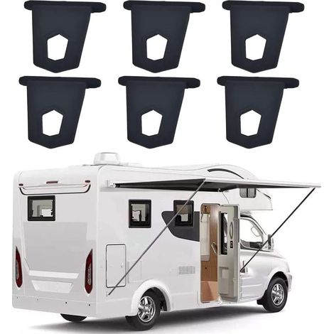 BEBUSINGOTO Juego de 12 ganchos para toldos de autocaravanas, color negro. Ganchos portátiles para caravanas, autocaravanas y furgonetas camper. (1/5)