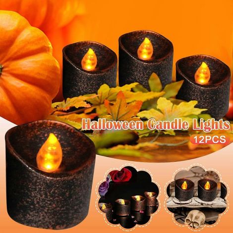 Décorations d'Halloween d'extérieur, 12 bougies noires, lampe de table électronique pour la maison et la salle à manger, Halloween (1/5)