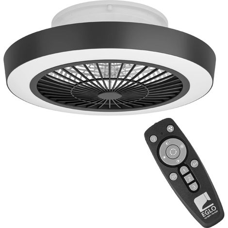 EGLO Deckenventilator mit Beleuchtung Sazan, Ventilator Decke dimmbar mit Fernbedienung, Timer und 3 Geschwindigkeiten, Stahl und Kunststoff in schwarz-weiß, warmweiß - kaltweiß, Ø 54,8 cm (1/5)