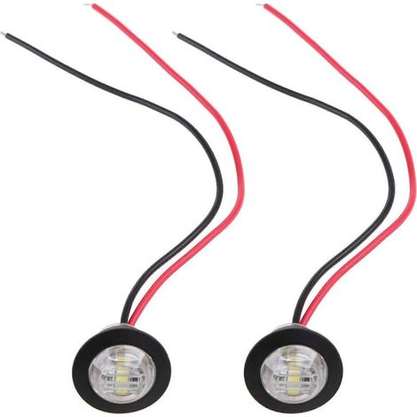 Kit de 2 feux de position ronds blancs étanches, Ø 19 mm (3/4"), 3 LED, pour remorque ou véhicule automobile