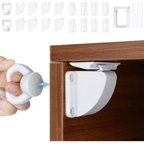 Sécurité Enfants Magnétique, Verrouillage Magnétique D'armoire 8 Serrures avec 2 Clés, Verrouillage Magnétique Invisible pour Armoire et Tiroirs Sans Perçage