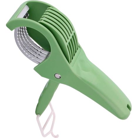 Multifunctional Banana Slicer, Stainless Steel Vegetable Cutter with ABS Handle, Slices Bananas, Fruits, Vegetables, Sausages Evenly, Ideal for Salads and Food Preparation (Green) (1/5)
