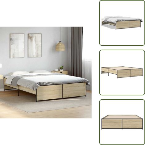 The Living Store Cadre de lit sans matelas chêne sonoma 150x200 cm - Cadre De Lit - Lit Double - Lit En Bois - Lit Design - Meuble Chambre