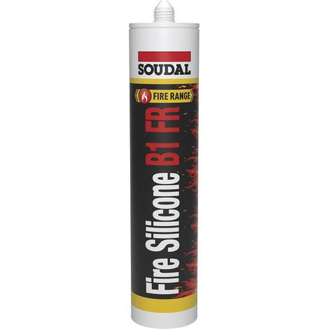 Soudal Fire Silikon B1 FR, feuerbeständiger Silikondichtstoff Brandschutzfugen Rauchklappen Dehnungsfugen, bis 4h feuerbeständig, neutralvernetzend, grau, 300ml
