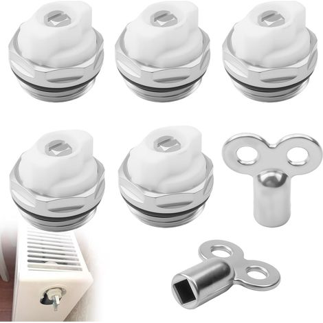 5 Purgeurs De Radiateur Avec 2 Clés De Purge Vanne De Purge De Radiateur 1/2 Pouce En Laiton Clé De Purge Pour Radiateur Chauffage Manuel Avec Joint Silicone Résistant (1/5)