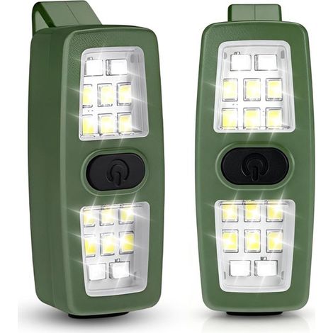 2 wiederaufladbare USB-C-Arbeitsleuchten 7 Beleuchtungsmodi verbesserte 2-in-1-Jogging-Arbeitsleuchte IPX6 wasserdichte LED-Klemmleuchte für Grün (1/5)