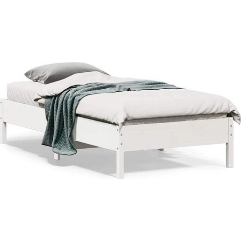 vidaXL Bed Frame without Mattress White 75x190 cm Solid Wood Pine (1/5)