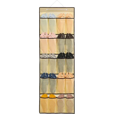Sac de rangement suspendu pour porte,pour sous-vêtements et culottes, sac de rangement multifonctionnel,Beige [20 compartiments]
