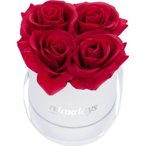 Scatola di fiori rotonda decorativa matrimonio 14 x 13 cm con rose in tessuto colore a scelta in cartone bianco 130006305
