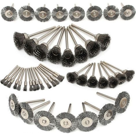 45Pcs Jeu De Brosses Métalliques En Acier Inoxydable 10/15/25 Mm Avec Tige 1/8 Pour Le Polissage (1/5)