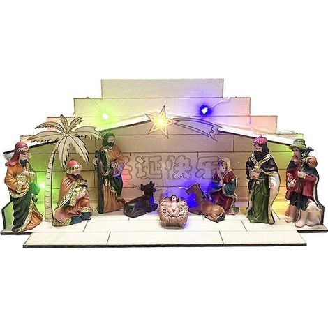 Crèche de Noël réaliste avec figurines et décor de la Nativité (1/3)