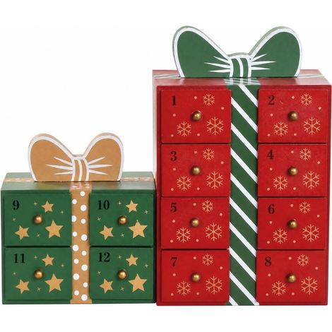 Wooden Countdown Christmas Calendar, Multi-Click Wooden Advent Calendar with Drawers (1/5)