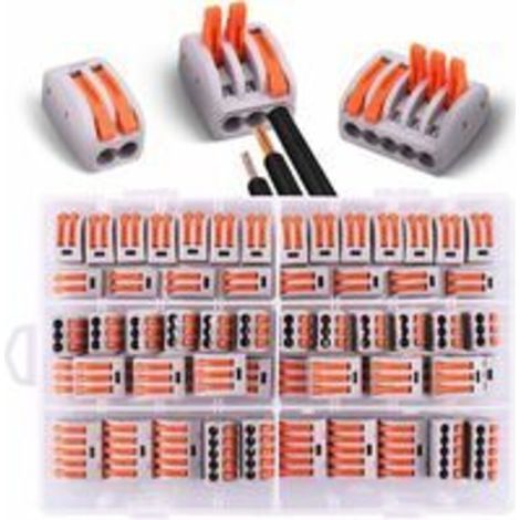 60 electrical connectors with operating lever, 30 2-way clamps, 20 3-way clamps, 10 5-way clamps (1/4)