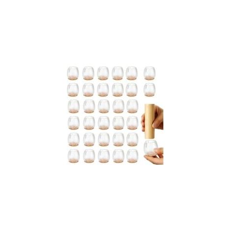 32 pezzi di protezioni per gambe di sedia, tappi per gambe di sedia, tappi in gomma per gambe di sedia, con cuscinetti in feltro resistenti all'usura, eliminano rumore e graffi (trasparenti, 12-16 mm)