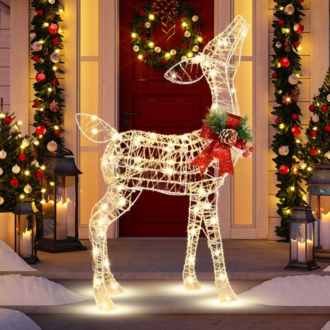 Costway – Renne lumineux de Noël 50 LED – Décoration extérieure et intérieure – 4 piquets de sol – Matériau acier inoxydable – Dimensions 52x20x87 cm (1/5)