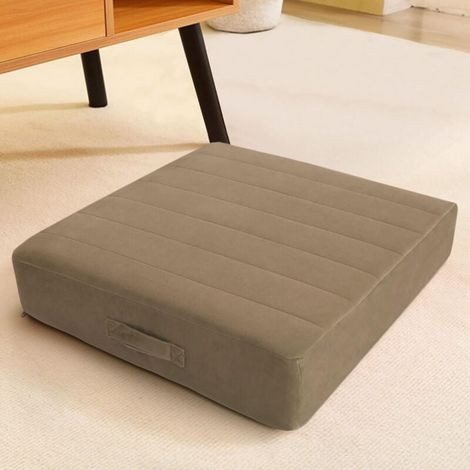 Coussin de sol carré pour adultes et enfants, grand coussin de méditation avec mousse épaisse et housse touffetée douce, grand coussin lavable pour le yoga assis, 45 cm, café (1/4)