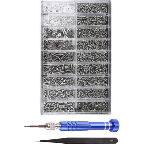 Kit de réparation de lunettes avec vis de tailles assorties avec mini tournevis 5 en 1 et pince à épiler pour lunettes, lunettes de soleil, montre, horloge (1/5)