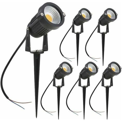 Faretto LED da esterno, 3W, bianco caldo 3000K, 1440lm, con picchetto da terra, impermeabile IP65, faretto LED da esterno per giardino, vialetto, terrazza [classe energetica A+] – 6 pezzi (1/5)