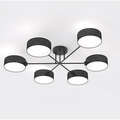 Lampada a sospensione Maga 6 bracci in acciaio nero opaco