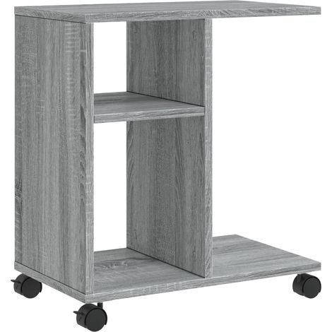 Table d'appoint bout de canapé sur roulettes 50 x 30 x 55 cm en bois d'ingénierie gris DEC032338