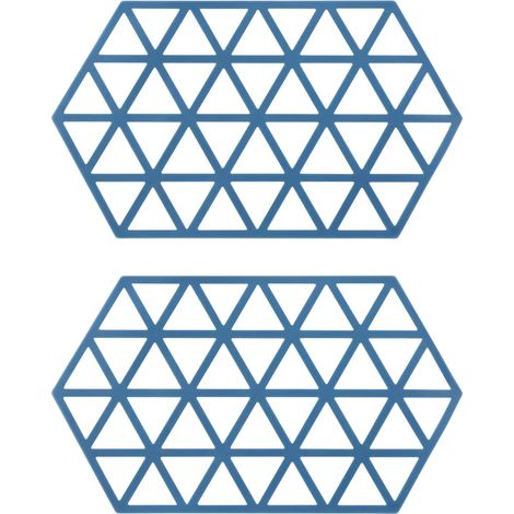 Maniques Crumble - Lot de 2 - Hexagonales - Accessoires de table - Résistantes à la chaleur - Silicone - 14 x 24 cm - Bleues (1/5)