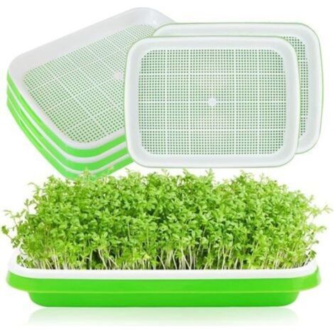 Germoir pour Ggraines à Germer,Lot de Plateau Semis,32.5x23.5x4.5cm,Plateau de Germination de Grande Capacité,pour la Plantation Germes Soja et Germes Haricot Mungo (1/5)