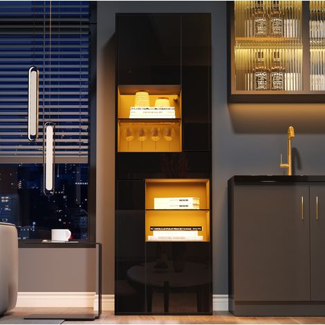 mobile vetrina LED con 1 cassetto 55x38x170 cm OKMYHOME (1/5)