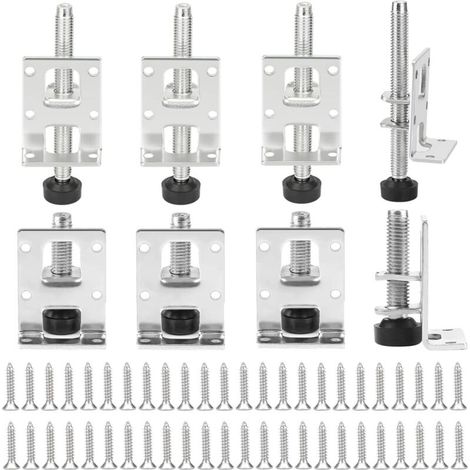 (Silver) 8-Piece Adjustable Furniture Leg Set, 52.5 mm + 105 mm Steel Adjustable Legs, with 48 Small Screws, Adjustable Table Legs for Furniture, Tables, Shelves, Cabinets (1/5)
