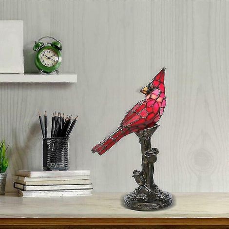 Lampe de table rétro oiseau cardinal rouge veilleuse de bureau fantaisiste (1/5)