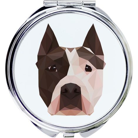 American Staffordshire Terrier, Amstaff, Amstaf - specchio con foto e scritta geometrica di Art-Dog (1/3)