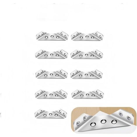 Connettori angolari a 3 vie, 10 pezzi, misura M, spessore 1,5 mm, 6,7 x 1,6 cm, per collegamenti angolari di armadi/staffe per mensole/angolari a 3 vie, staffa di montaggio (1/5)