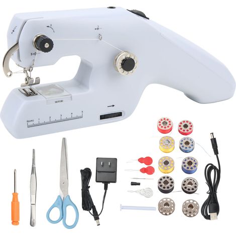Tragbare elektrische Nähmaschine mit Doppelkabel und US-Stecker, 110–240 V – Ideal für schnelle Reparaturen