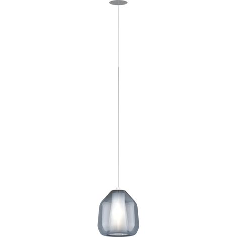 Sospensione Contemporaneo Double Skin Metallo Cromo Vetro Blu 1 Luce E27