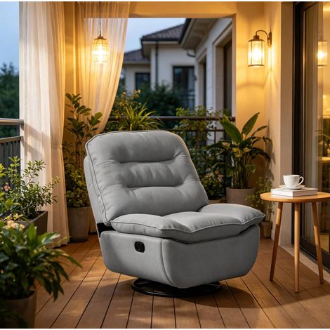 Sillón relax giratorio con reposapiés, gris oscuro DESVIAE (1/5)