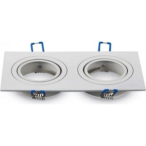 V-TAC Rechteckiger Doppel-LED-Einbaustrahlerhalter 2 GU10 Verstellbarer Aluminiumkörper
