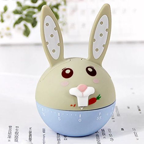 Timer da cucina a forma di animale - Timer da cucina meccanico da 60 minuti - Funzionamento senza batteria (conigli)