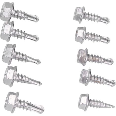 Vis à bois autoforeuses 100 pièces, tête hexagonale, acier inoxydable 410, 4,2x13mm et 4,8x13mm, assortiment de vis à métaux. (1/5)