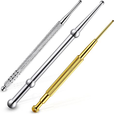 Set de 3 outils de massage pour réflexologie faciale – Stylo d'acupression manuel en acier inoxydable (Doré)