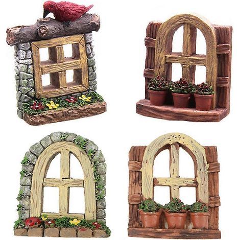 Set mit 4 Mini-Deko-Elementen für die Gartengestaltung, hübsche Blumentöpfe (zufälliges Design) – 6,00 x 5,00 x 2,00 cm – Farbe zufällig (1/3)