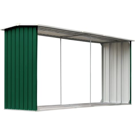 Abri de stockage de bois Acier galvanisé 330x92x153 cm Vert CFW33338