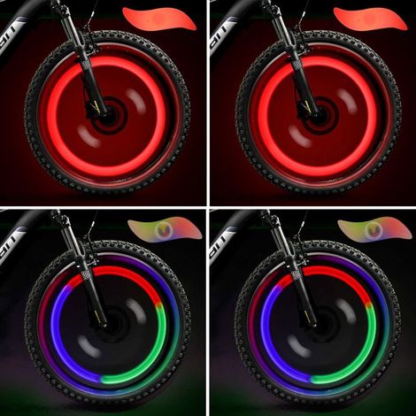 Lot de 4 Lumineux Roues LED (Rouge+Multicolore), Rayons Vélo pour VTT, Adultes et Enfants, 3 Modes de Clignotement (1/5)