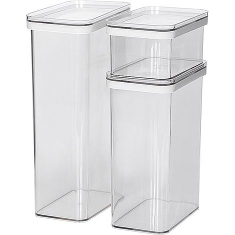 3 tarros transparentes y herméticos，3300 ml，2500 ml，750 ml (1/4)