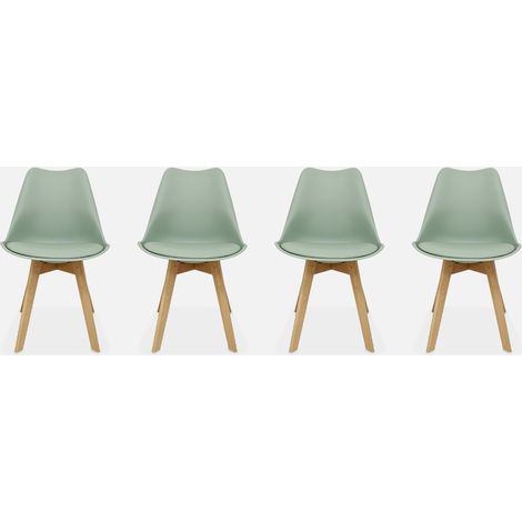 Set 4 sedie scandinave imbottite con gambe in legno (1/5)