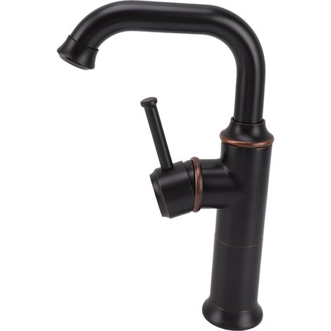 Retro-Waschtischarmatur mit Einhebelmischer, geeignet für Kalt- und Warmwasseranschluss, für Bad und Küche, schwarz (1/5)